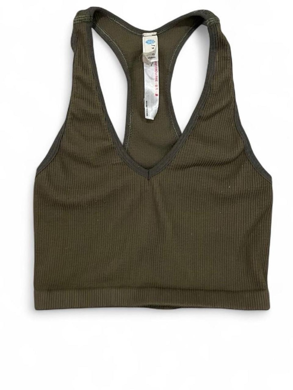 Ribbed Racerback free people movement top in Olive - Women's Sports Bra